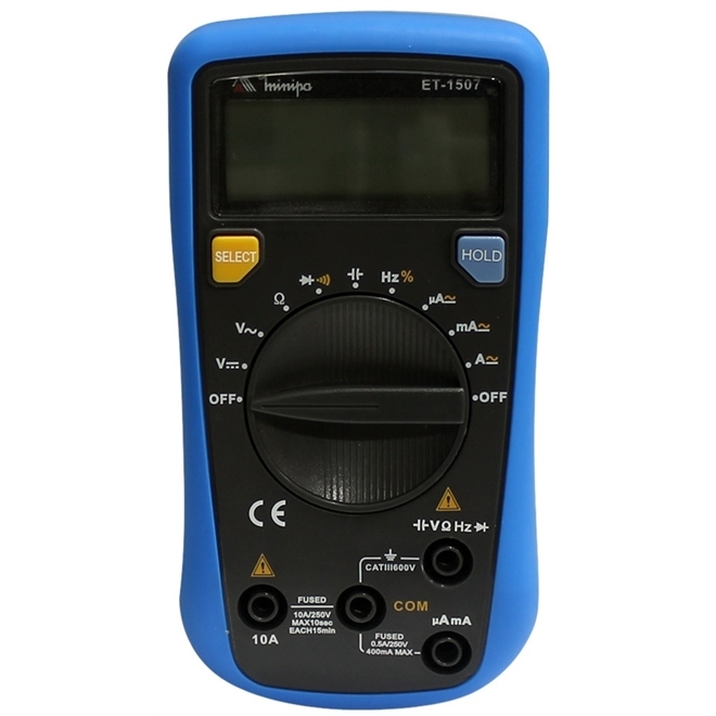 Multimetro Digital Categoria III 600V AC/DC ET-1507 Minipa