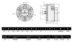 Placa Pneumática Sólida 3 Castanhas Carissimi 115 mm Alta Precisão e Força 18 kN